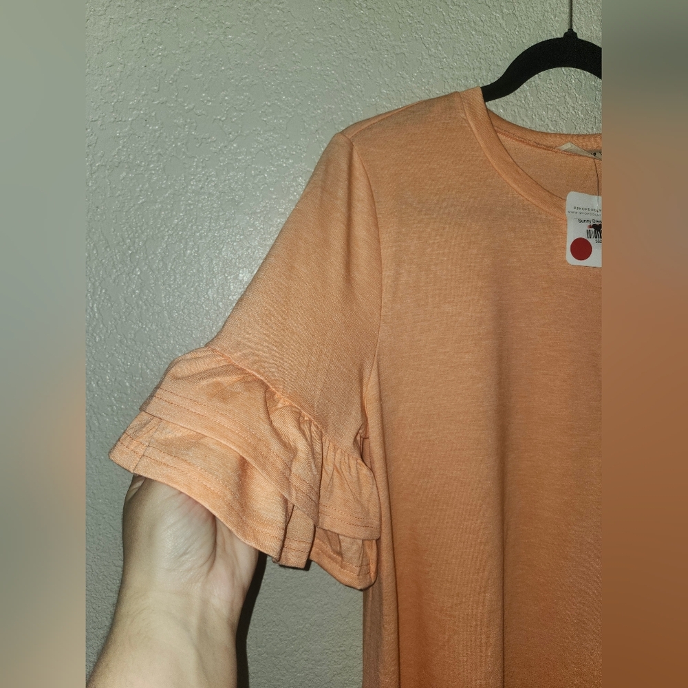 🧡☀️NWT New In "Sunny☀️Dress" Orange🧡 Ruffle Sleeves • Pocket on Chest • Large - Picture 7 of 11